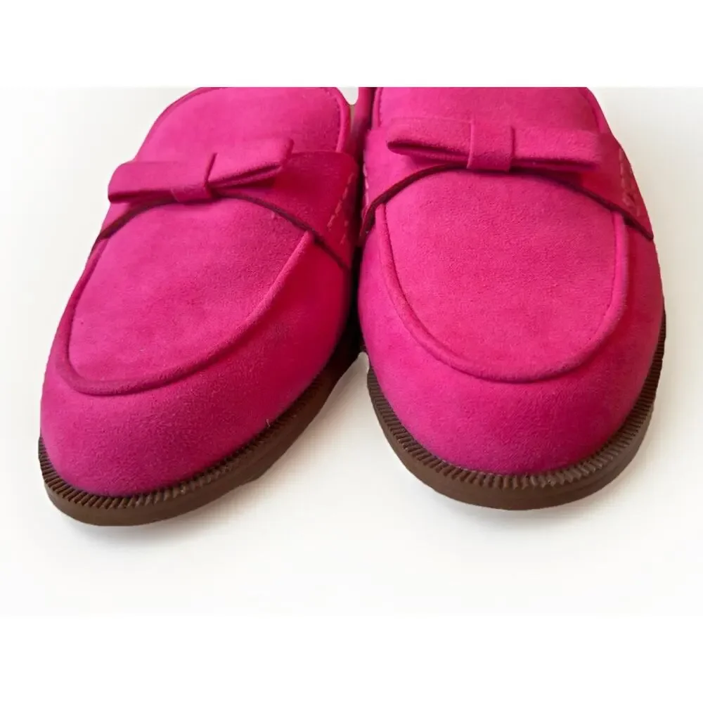 J.Crew Sweet Fuchsia Sueded Bow Loafers - Size 9 - Style CF737